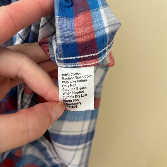 Red Camel Blue Pink Plaid Button Down Shirt Cotton - Large - Picture 5 of 5